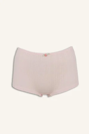 %100 Pamuk Fitlli Elastik Bel Fiyonk Detaylı Boxer
