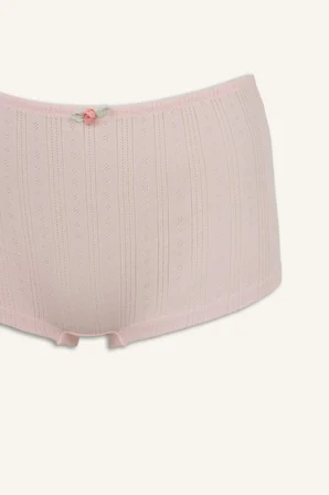 %100 Pamuk Fitlli Elastik Bel Fiyonk Detaylı Boxer