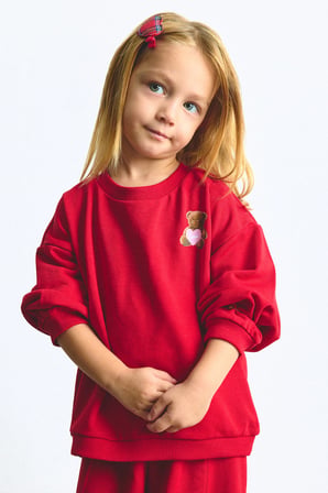 DeFacto Bisiklet Yaka Ayıcık Aplikeli Sweatshirt Kız Bebek I1716A526AURD70
