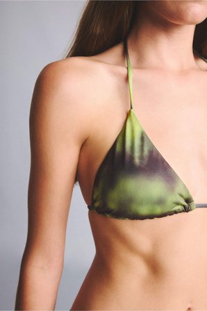 Regular Fıt Desenli İnce Askılı Bikini Üstü