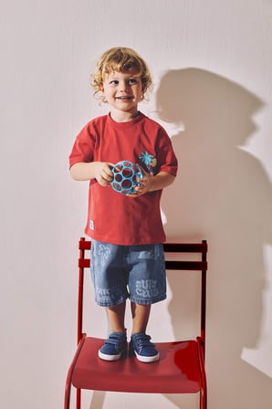 DeFacto Tropikal Desenli Jean Şort Erkek Bebek H7336A526HSNM28