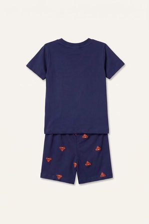 DeFacto Superman Lisanslı 2'li Lacivert Şortlu Pijama Takımı Erkek Bebek H8148A526HSNV42