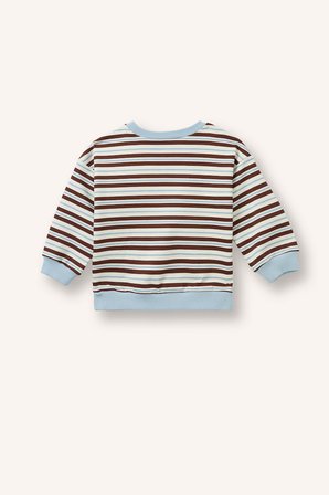 DeFacto %100 Pamuk Regular Fit Bisiklet Yaka Düşük Omuzlu Çizgili Erkek Bebek Sweatshirt I0699A526AUBN330