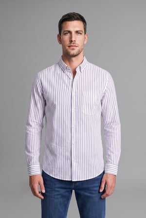 Regular Fıt Polo Yaka Uzun Kollu Flamlı Poplin Gömlek