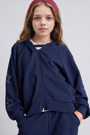 DeFacto Kapüşonlu Fermuarlı Yıldız Detaylı Sweatshirt Hırka Kız Çocuk I2953A826AUNV31