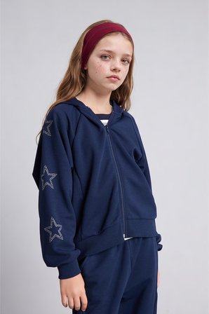 DeFacto Kapüşonlu Fermuarlı Yıldız Detaylı Sweatshirt Hırka Kız Çocuk I2953A826AUNV31