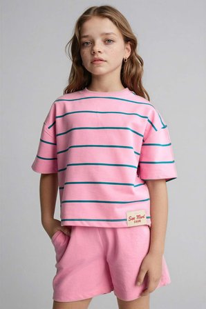 Sweatshirt Kumaşı 2'li Takım Kız Çocuk