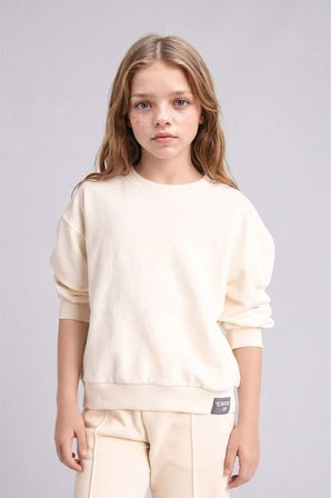 Okula Dönüş Relax Fıt Bisiklet Yaka Sweatshirt Kız Çocuk