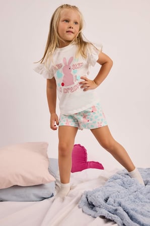 DeFacto %100 Pamuk Fitilli 2'li Ecru Pijama Takımı Kız Bebek H9307A526SMER233