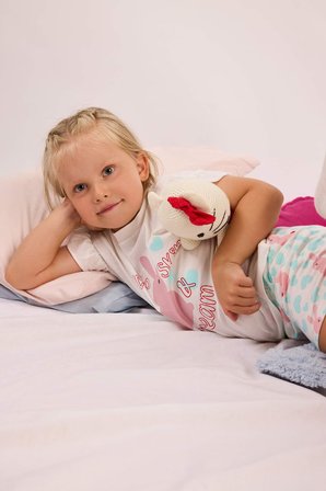 DeFacto %100 Pamuk Fitilli 2'li Ecru Pijama Takımı Kız Bebek H9307A526SMER233