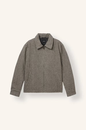 Regular Fit Polo Yaka Kareli Astarlı Fermuarlı Mont