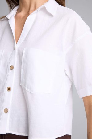 DeFacto Keten Karışımlı Boxy Fit Cepli Basıc Gömlek V2523AZ26SPWT34