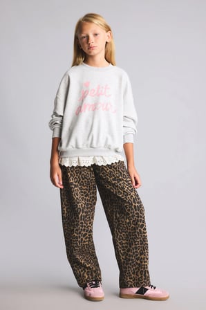 Regular Fıt Bisiklet Yaka Slogan Baskılı Sweatshirt Kız Çocuk