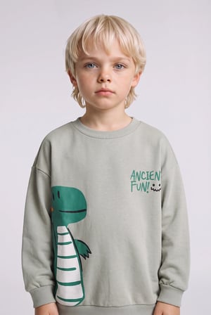Hayvan Desenli İnce Sweatshirt Kumaşı 2'li Takım Erkek Bebek