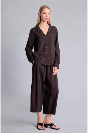 DeFacto Pamuklu Oversıze Pijama Yaka Keten Karışımlı Uzun Kollu Gömlek I1000AX26HSBN338