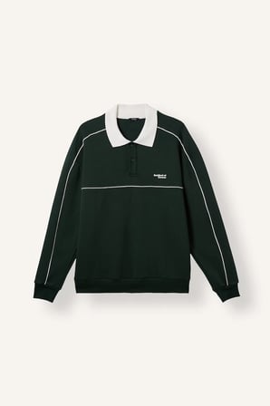 Boxy Fıt Polo Yaka Baskılı Sweatshirt