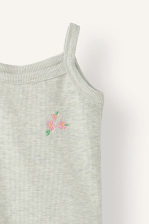 DeFacto Çiçek Nakışlı Fitilli Kaşkorse Askılı Üst Şortlu 2'li Pijama Takımı Kız Bebek I0403A526HSGR28