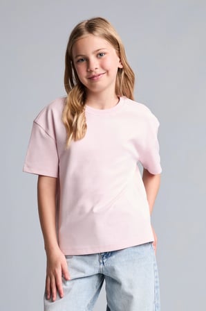 DeFacto Relax Fit Bisiklet Yaka Düşük Omuzlu Kısa Kollu Basic Tişört Kız Çocuk H6034A826AUPN343