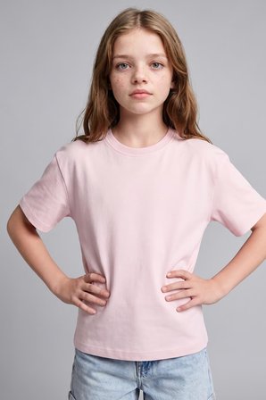 DeFacto Relax Fit Bisiklet Yaka Düşük Omuzlu Kısa Kollu Basic Tişört Kız Çocuk H6034A826AUPN343