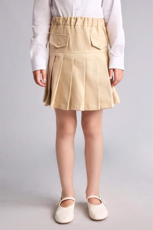 DeFacto Pileli Gabardin Açık Bej Mini Etek Kız Çocuk H9207A826AUBG793