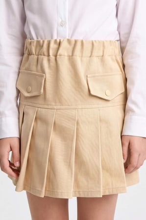 DeFacto Pileli Gabardin Açık Bej Mini Etek Kız Çocuk H9207A826AUBG793