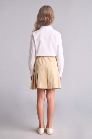 DeFacto Pileli Gabardin Açık Bej Mini Etek Kız Çocuk H9207A826AUBG793