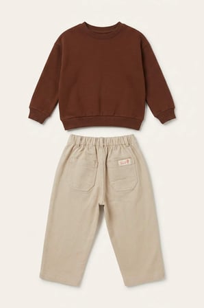 DeFacto Bisiklket Yaka Nakışlı Sweatshirt Esnek Belli Pantolon 2'li Takım Erkek Bebek I0701A526AUBN332