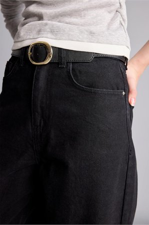 DeFacto %100 Pamuk Cepli Straight Fit Yüksek Bel Kemerli Denim Pantolon H7800AX26AUNM40
