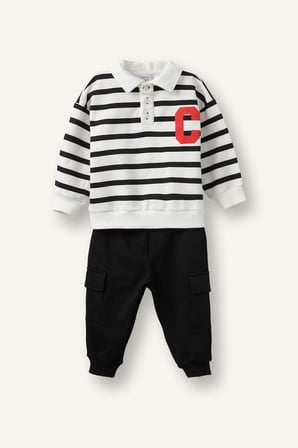 DeFacto %100 Pamuk Uzun Kollu Sweatshirt Kargo Cepli Alt 2'li Takım Erkek Bebek I0148A526AUBK81