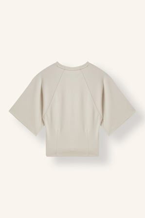 Regular Fit Bisiklet Yaka Dikiş Detaylı Reglan Kısa Kollu Basic Tişört