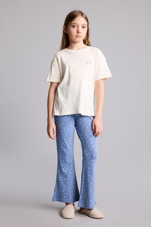 DeFacto %100 Pamuk Minecraft Lisanslı Regular Fıt 2'li Ecru Pijama Takımı Erkek Çocuk H2655A826SPER99