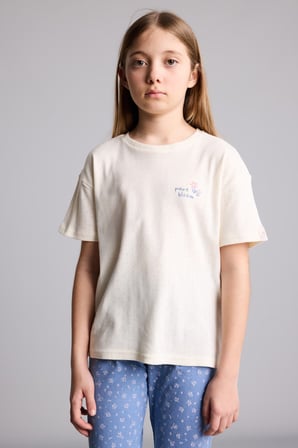 DeFacto %100 Pamuk Minecraft Lisanslı Regular Fıt 2'li Ecru Pijama Takımı Erkek Çocuk H2655A826SPER99