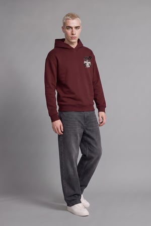 Inıtıal D Boxy Fıt Baskılı Kalın Sweatshirt Kumaşı Sweatshirt
