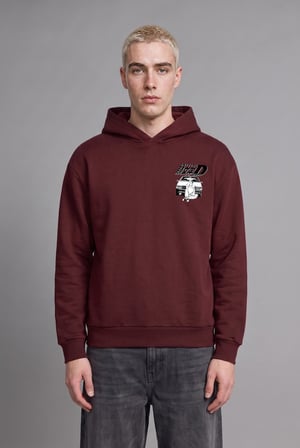 Inıtıal D Boxy Fıt Baskılı Kalın Sweatshirt Kumaşı Sweatshirt