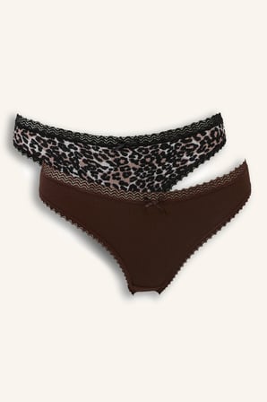 Dantel Detaylı Ribana 2'li Slip Külot