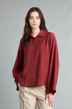 Relaxed Fit Dokulu Çizgili Uzun Kollu Tunik