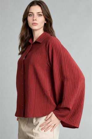 Relaxed Fit Dokulu Çizgili Uzun Kollu Tunik