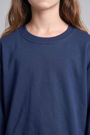 DeFacto Relax Fıt Bisiklet Yaka Lacivert Sweatshirt Kız Çocuk E6842A826AUNV241