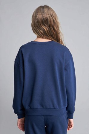 DeFacto Relax Fıt Bisiklet Yaka Lacivert Sweatshirt Kız Çocuk E6842A826AUNV241