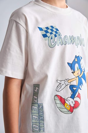 DeFacto Sonıc The Hedgehog Lisanslı New Regular Fıt Bisiklet Yaka Kısa Kollu Ecru Tişört Erkek Çocuk H8433A826HSER105