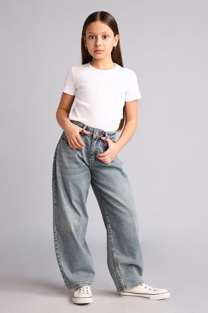 DeFacto Baggy Fıt Jean Pantolon Kız Çocuk H6075A826SPNM28
