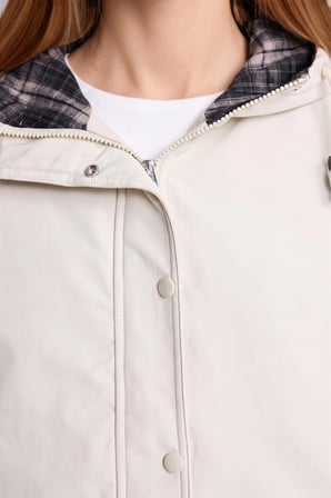Kapüşonlu Ekose Astar Detaylı Regular Fit Pamuklu Mont