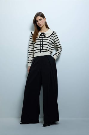DeFacto Slim Fit Çizgili Kazak G9992AX26SPWT32