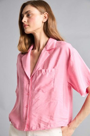 DeFacto Pijama Yaka Modal Kısa Kollu Gömlek H7938AX26SMPN164