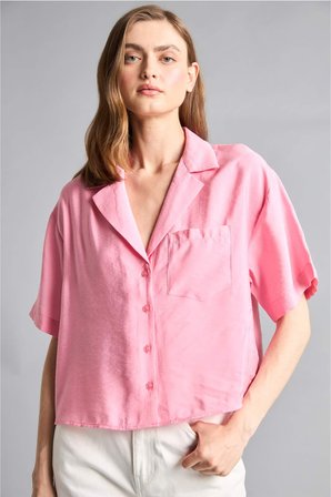 DeFacto Pijama Yaka Modal Kısa Kollu Gömlek H7938AX26SMPN164