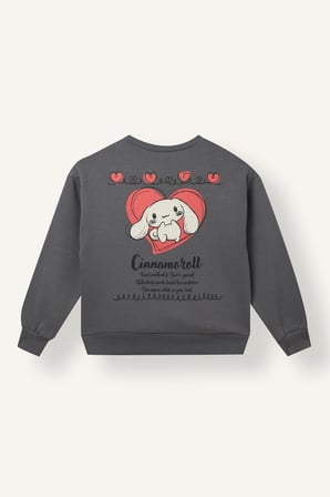 Cinnamoroll Relax Fıt Bisiklet Yaka İçi Yumuşak Tüylü Kalın Sweatshirt Kumaşı Sweatshirt Kız Çocuk