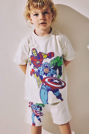 DeFacto Kısa Kollu Tişört Şort Marvel Comıcs 2'li Takım Erkek Bebek H7896A526HSER42