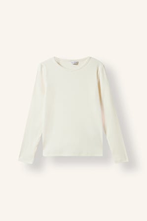 Bisiklet Yaka Slim Fit Ribana 2'li Uzun Kollu Basic Tişört Kız Çocuk