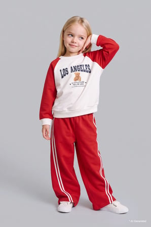 DeFacto Regular Fit Ayıcıklı Uzun Kollu Üst Lastikli Paça Alt 2'li Takım Kız Bebek I3661A526AURD70