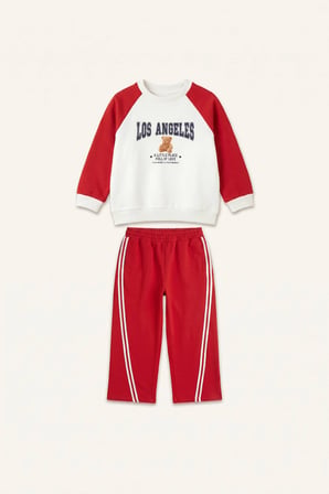 DeFacto Regular Fit Ayıcıklı Uzun Kollu Üst Lastikli Paça Alt 2'li Takım Kız Bebek I3661A526AURD70